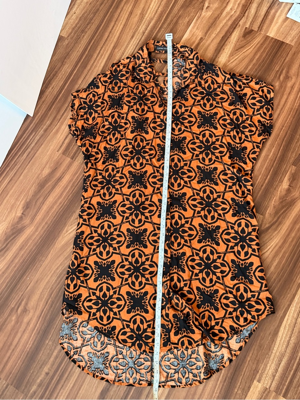 Living Hula Short Button-Down Tunic Dress in Rust & Black - Picture 5 of 5